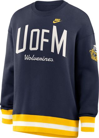 Nike Jordan Michigan Legacy Nike Womens College Pullover Crew in Blue | 040H0K9YMWV-V89
