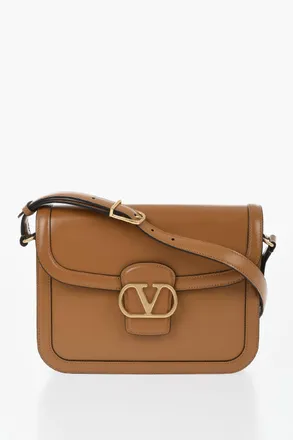 Valentino Leather Shoulder Bag With Front Monogram Valentino