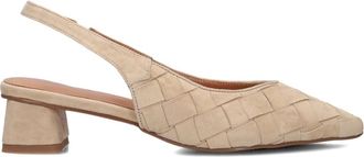 Stefano Lauran Beige Slingbacks voor zonnige dagen - Dames - Pumps - Beige - 38 EU - Linnen - Schoenen