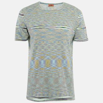 M Missoni Missoni Multicolor Striped Cotton Crew Neck T-Shirt