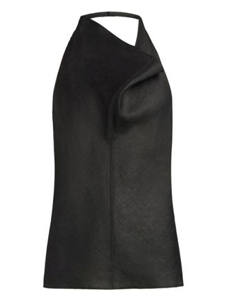 12 Storeez halterneck cowl-neck blouse - women - Linen/Flax - M - Black