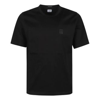 C.P. Company T-Shirts, male, Black, Size: M Round Neck Short-Sleeve T-Shirt