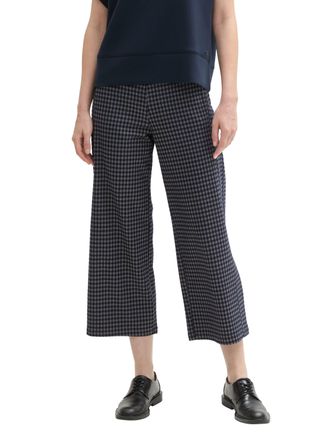 Tom Tailor Culotte TOM TAILOR, Damen, Gr. 34, L&auml;nge 28, blau (navy grau check design), Jersey, Obermaterial: 52% Viskose, 46% Polyester, 2% Elasthan, kariert, re