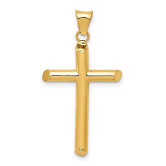 Diamond2Deal 14k Gold Polished Tube Cross Pendant