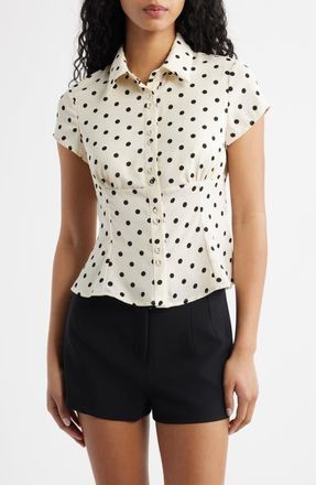Princess Polly Cottesloe Polka Dot Crop Top in Cream Polka at Nordstrom, Size 10