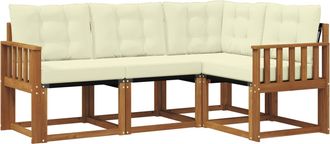 vidaXL Conjunto De Sof&aacute;s De Exterior 4 Uds. Natural Y Crema Vidaxl