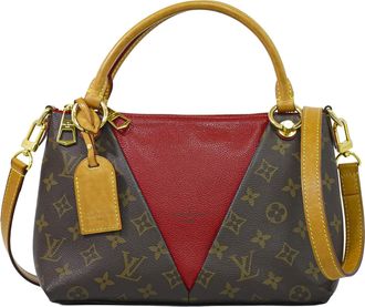 Louis Vuitton V Tote Monogram Canvas And Leather Brown Canvas Handbag (Pre-Owned)