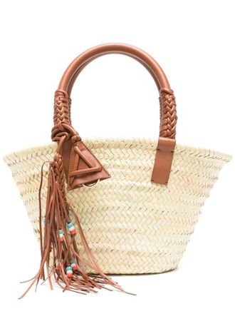 Alanui Borsa tote Icon Palm Leaf piccola in pelle - Toni neutri