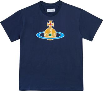 Vivienne Westwood Oversized Orb Classic T-shirt - Heren - T-shirts - Blauw - S - Katoen - Tops