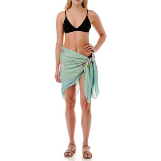 Nicole Miller Floral Print Sarong in Blue at Nordstrom Rack