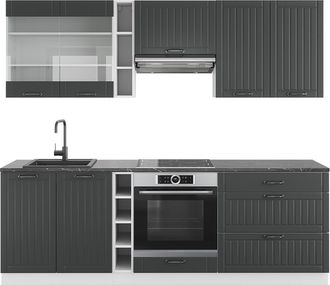 Vicco Mueble De Cocina Fame-line, Antracita Casa De Campo/blanco, 235 Cm Sin Encimera, Vicco