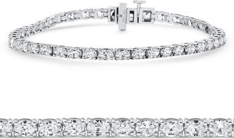 Pompeii3 4 1/2Ct Oval Cut Diamond Tennis Bracelet 7 14k White Gold Lab Grown Size: Medium