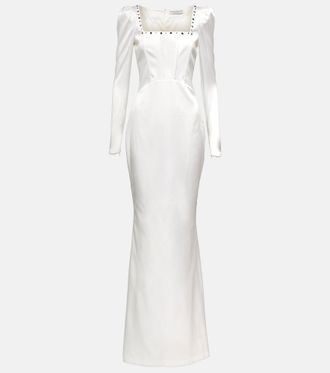 Alessandra Rich Square-neck silk-blend gown