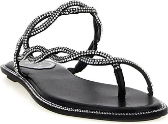 Rene Caovilla Womens Black Satin Slides Shoe