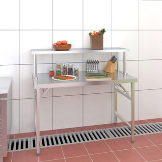 vidaXL Vidaxl - Mesa De Trabajo Para Cocina Con Estante Acero Inox 120x60x115cm
