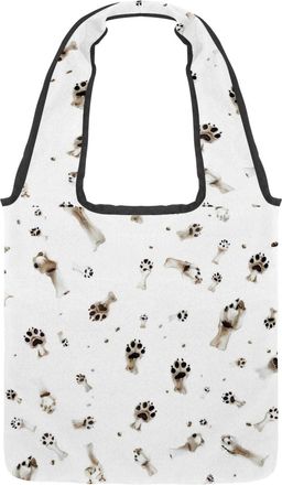 Generic Cute Little Dog Paw Reversible Canvas Shoulder Tote - Double-Sided Print, 12oz Cotton, 27cm Drop, Fold-Flat Bag for Travel, Shopping, Street Outings