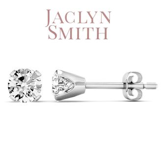 Jaclyn Smith 1 Carat Round Moissanite Stud Earrings in White Gold