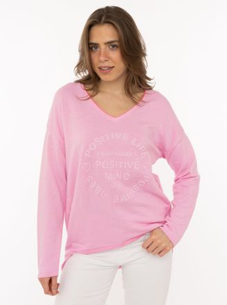 Zwillingsherz Sweatshirt ZWILLINGSHERZ Positive Mind, Damen, Gr. L/XL, rosa baby, angeraute Sweatware, Obermaterial: 70% Baumwolle, 30% Polyester, normal h&uuml;ftlang, 
