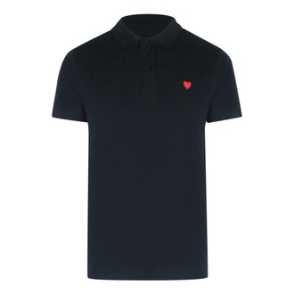 Moschino Mens Love Small Heart Black Polo Shirt Cotton - Size X-Large