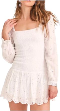 LoveShackFancy Witte Katoenen Mini Jurk Jayce - Dames - Korte kleedjes - Wit - M - Katoen - Kleedjes