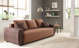 HOME AFFAIRE Schlafsofa »Bella, B: 241 cm, Liegefl. 142x194 cm« mit Bettfunktion, Bettkasten & 2 Zierkissen, Federkern