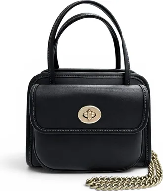 Coach Black Leather Shoulder Bag Tote Bag (Pre-Owned)