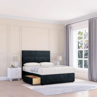 Sloomy Texas Naples Bed Set With 2 Drawers, Mattress & 26 Headboard in Black | Size: Small Single