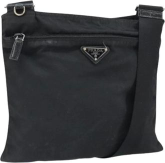 Prada Pre-owned Cross Body Bags, female, Black, Size: ONE SIZE Pre-owned Nylon Cross Body Bag