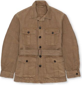 Fortela Clint Linen Sahariana Jacket in Taupe at Nordstrom, Size 48 Eu