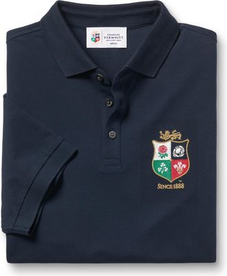 CHARLES TYRWHITT The Lions Pique Cotton Polo - Navy Size Large by Charles Tyrwhitt