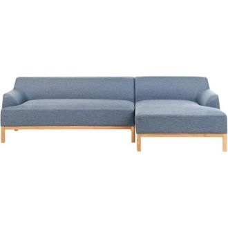 Beliani Beliani - Sof&aacute; Esquinero Elegante Tela Poli&eacute;ster Patas De Madera Sala De Estar Azul Izquierdo Sosjo