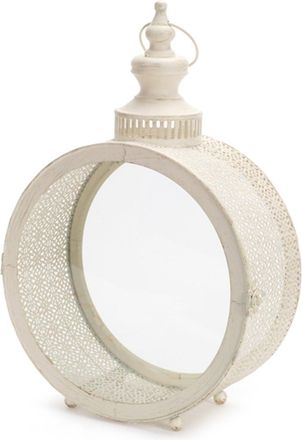 Melrose International Ivory Ornate Metal Circle Lantern 17.5D - Beige