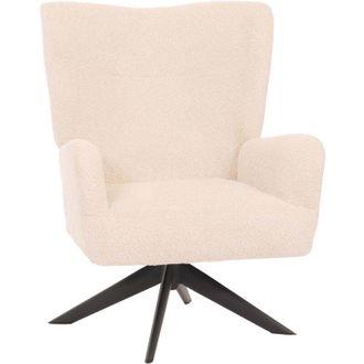 Hhg Nunca Usado] Sill&oacute;n Lounge Hhg 916, Sill&oacute;n Cocktail Sill&oacute;n Tapizado Reclinable, Giratorio, Tela/textil Chenilla Metal, Crema-beige