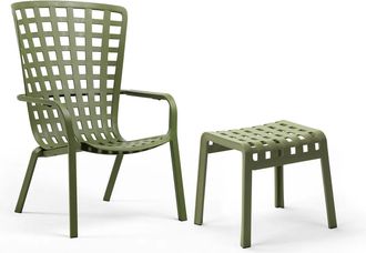Nardi Folio verstellbarer Outdoor-Sessel + Poggio Hocker, agave