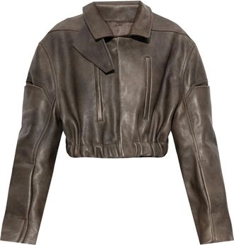 Rick Owens Chaqueta Corta de Cuero - Jackets - Mujer - Marr&oacute;n - XS
