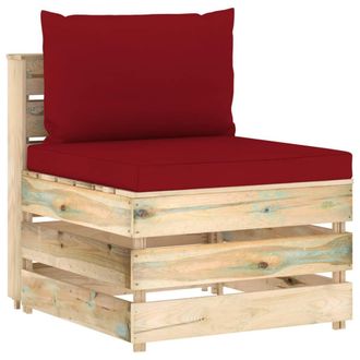 vidaXL Sof&aacute; Central Seccional Con Almohada De Pastillas Madeira. Verde