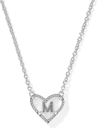 Kendra Scott Heart Letter M Short Pendant Womens Necklace Womens Necklace Silver Ivory Mother Of Pearl, Brass/Gold-Plated