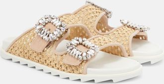 Roger Vivier Slidy Viv embellished raffia sandals