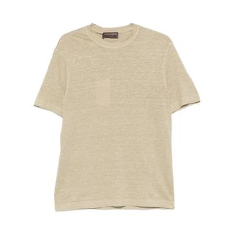 FILIPPO DE LAURENTIIS T-Shirts, male, Beige, Size: XL Short Sleeve Linen T-shirt