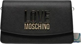 Love Moschino Zwarte handtas met logoplaquette - Dames - Schoudertassen - Zwart - ONE Size - Tassen