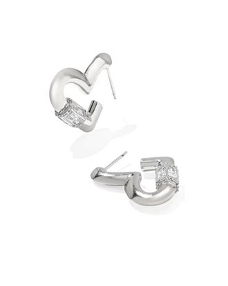 Kendra Scott Womens Emery Heart Hoop Earrings In Silver