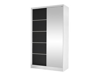 Mirjan24 Armario Closico Fractor Iii, Blanco + Negro, 200x100x58cm, Puertas De Armario: Correderas, N&uacute;mero De Estantes: 4