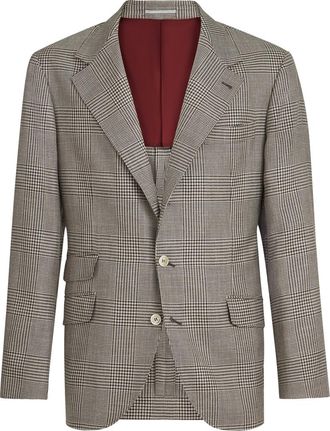 Brunello Cucinelli Prince of Wales Cavallo blazer in Light Brown at Nordstrom, Size 46 It