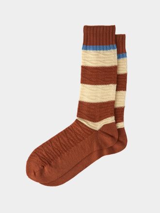 Maria La Rosa Womens Ribbed Cashmere and Silk Striped Socks One Size