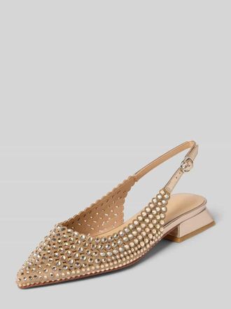 Alma En Pena Ballerinas mit Ziersteinbesatz in Gold, Gr&ouml;&szlig;e 37