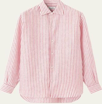 Loro Piana Mens Franco Linen Stripe Button-Down Shirt
