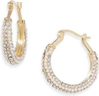Cara Crystal & Faux Pearl Hoop Earrings in Gold/Crystal at Nordstrom Rack