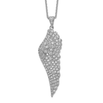Diamond2Deal Sterling Silver Cubic Zirconia Angel Wing Necklace 18