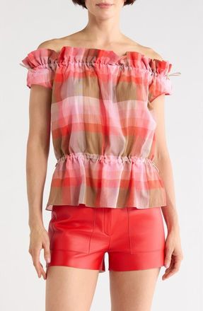 Longchamp Off-the-Shoulder Cotton Top in Coral at Nordstrom Rack, Size 4 Us / 36 Fr