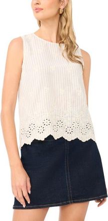 Vince Camuto Embroidered Eyelet Sleeveless Top in Birch at Nordstrom, Size X-Small P